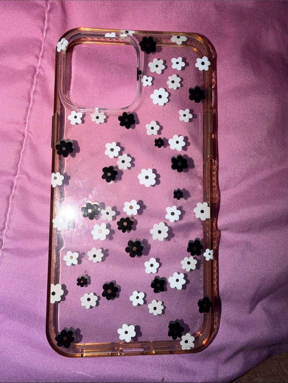 Pink Clear Floral Phone Case - Compatible Cell Phone Accessory (iPhone15promax)